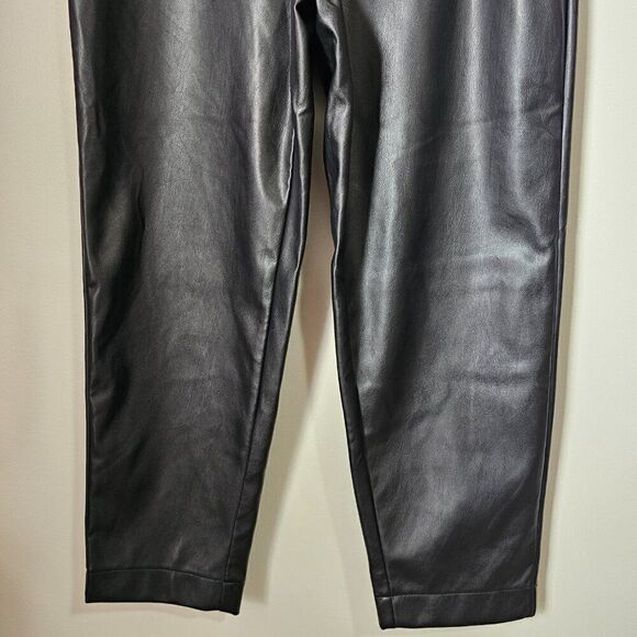 EUC A NEW DAY BLACK FAUX LEATHER TAPERED PANTS STRETCH WAIST SIZE M - Picture 9 of 14